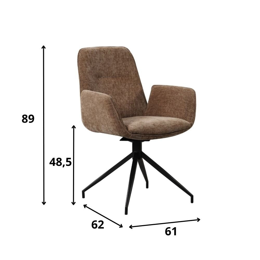 Draaibare eetkamerstoel Toulouse chenille taupe