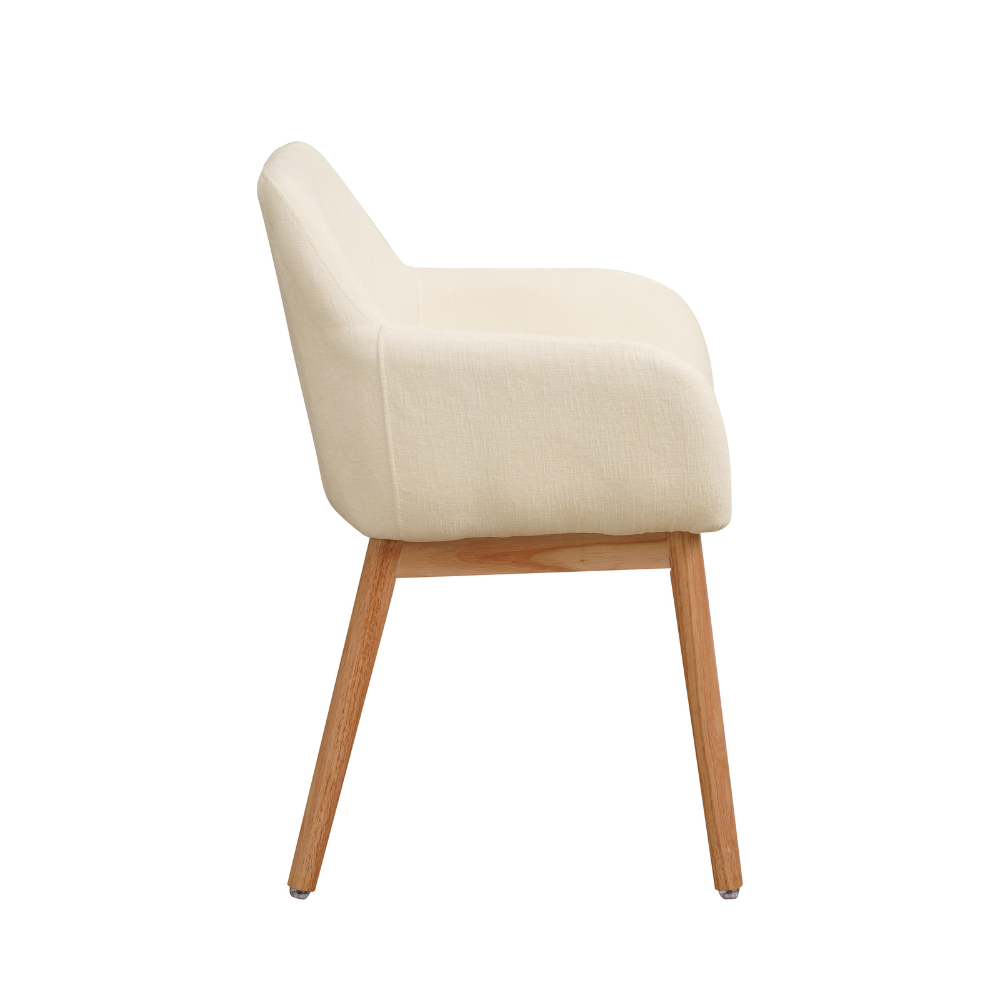Eetkamerstoel met armleuning Lorient chenille white