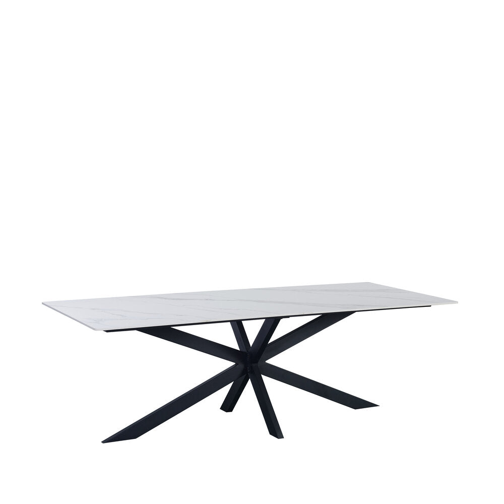 Eettafel Floris 190x90 cm marmerlook wit