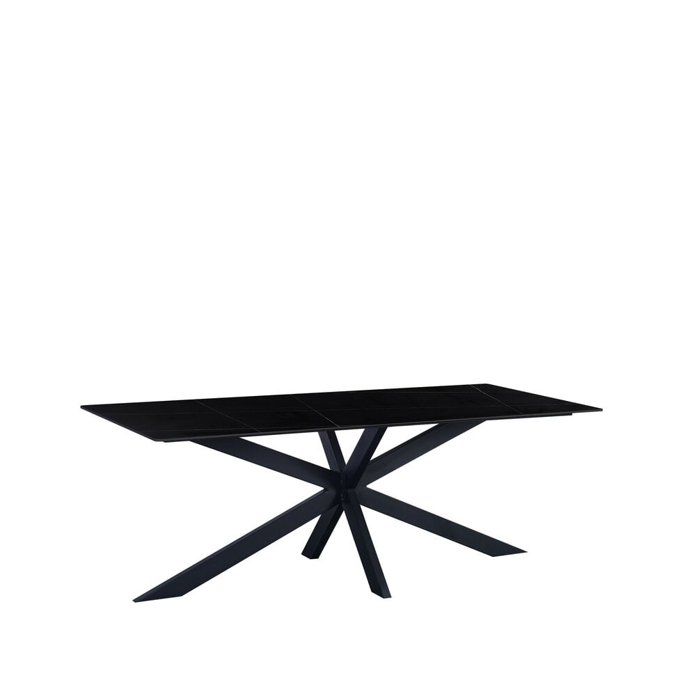 Eettafel Floris 190x90 cm marmerlook zwart