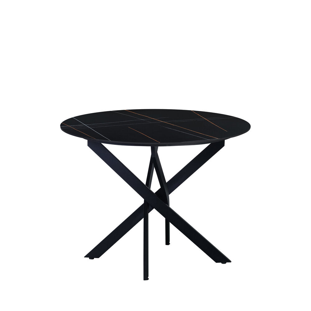 Ronde eettafel Dean Ø100 marmerlook zwart spinpoot