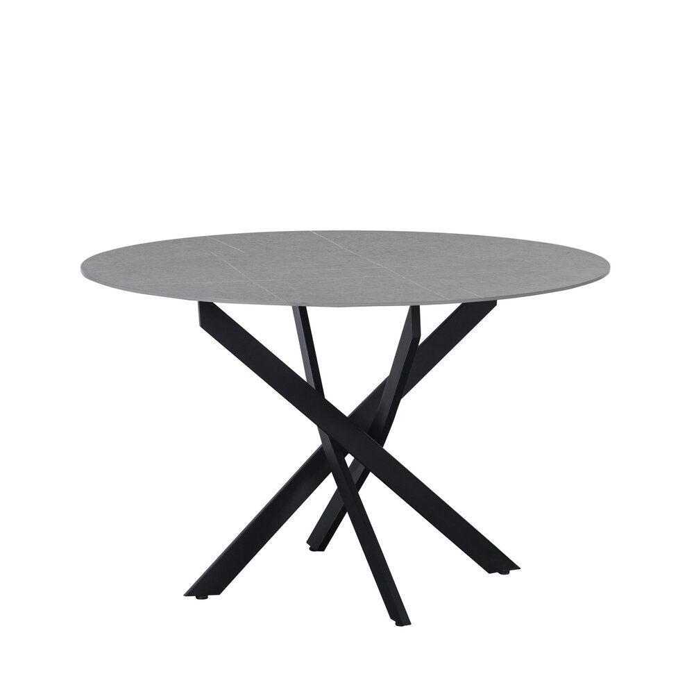 Ronde eettafel Dean Ø120 cm marmerlook grijs spinpoot