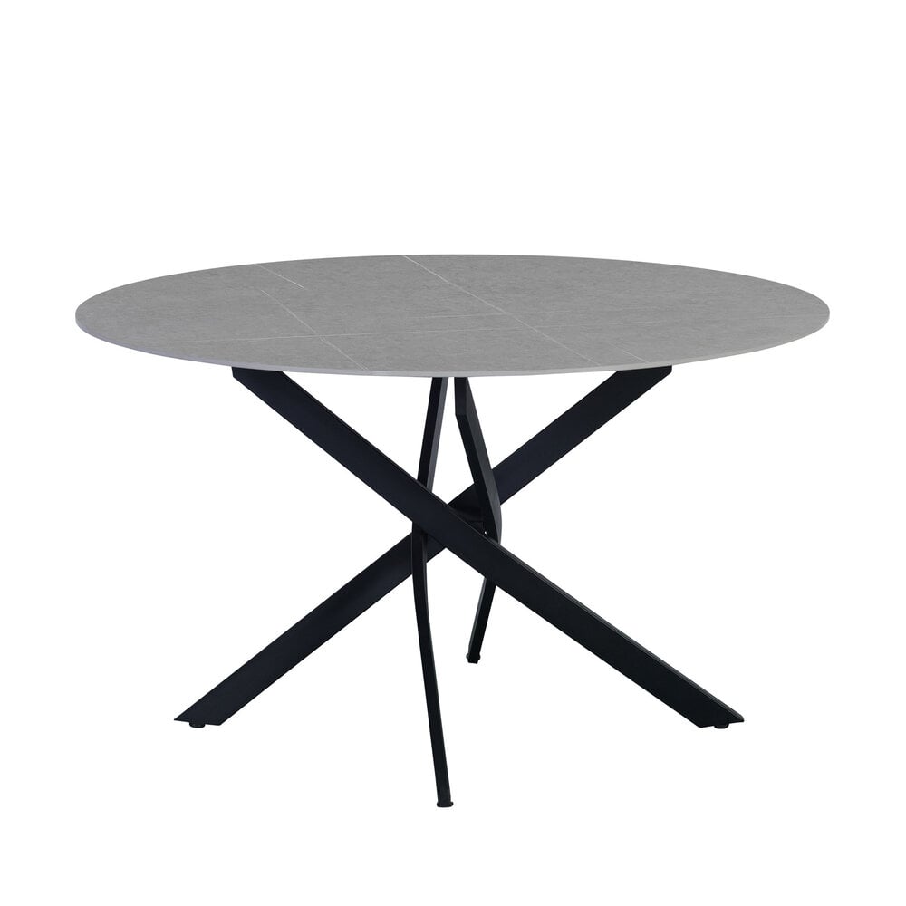 Ronde eettafel Dean Ø130 cm marmerlook grijs spinpoot