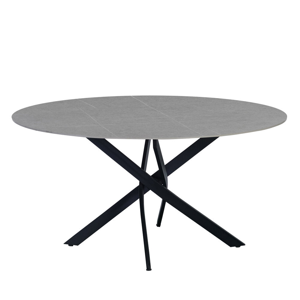 Ronde eettafel Dean Ø150 cm marmerlook grijs spinpoot