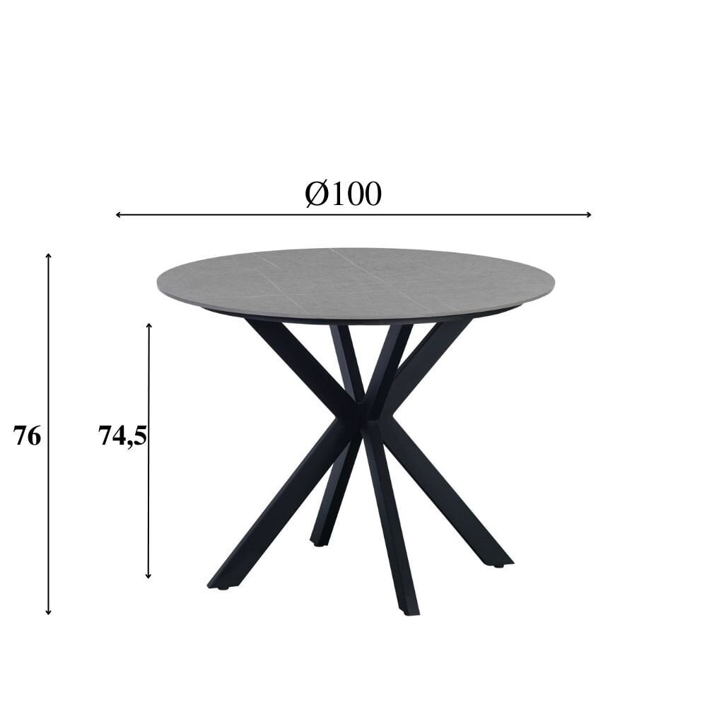 Ronde eettafel Guus Ø100 cm marmerlook grijs
