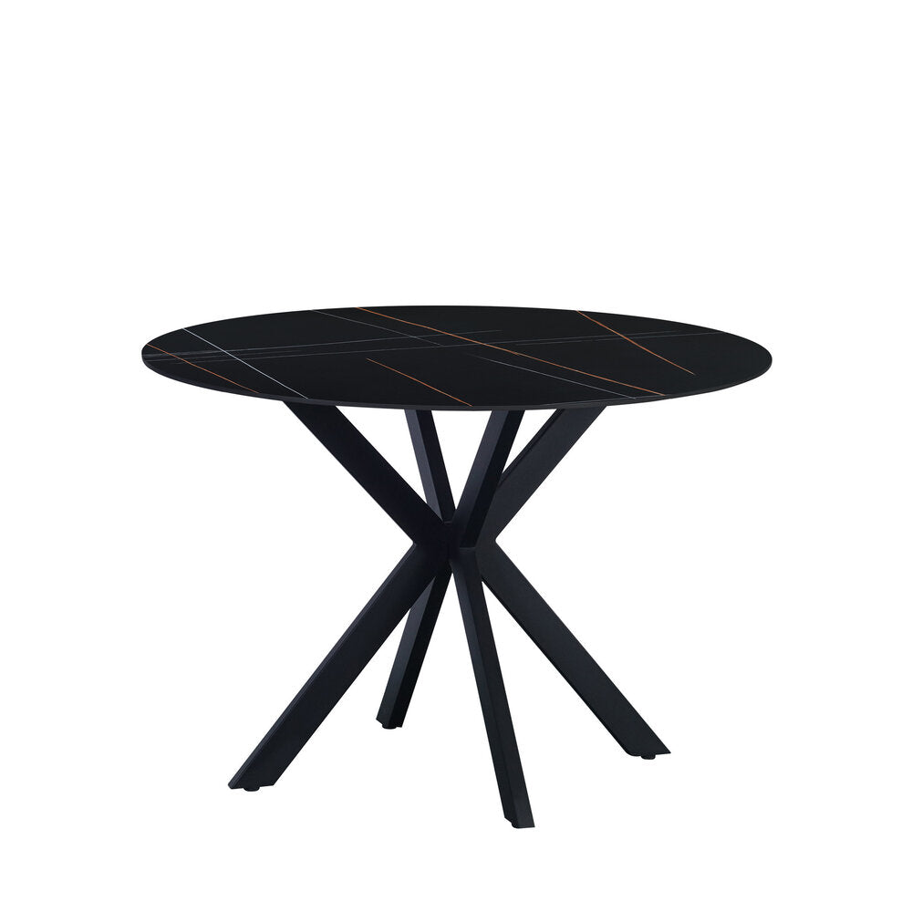 Ronde eettafel Guus Ø110 cm cm marmerlook zwart