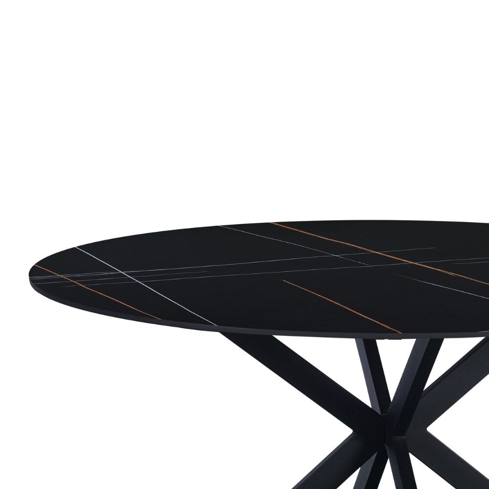 Ronde eettafel Guus Ø110 cm cm marmerlook zwart