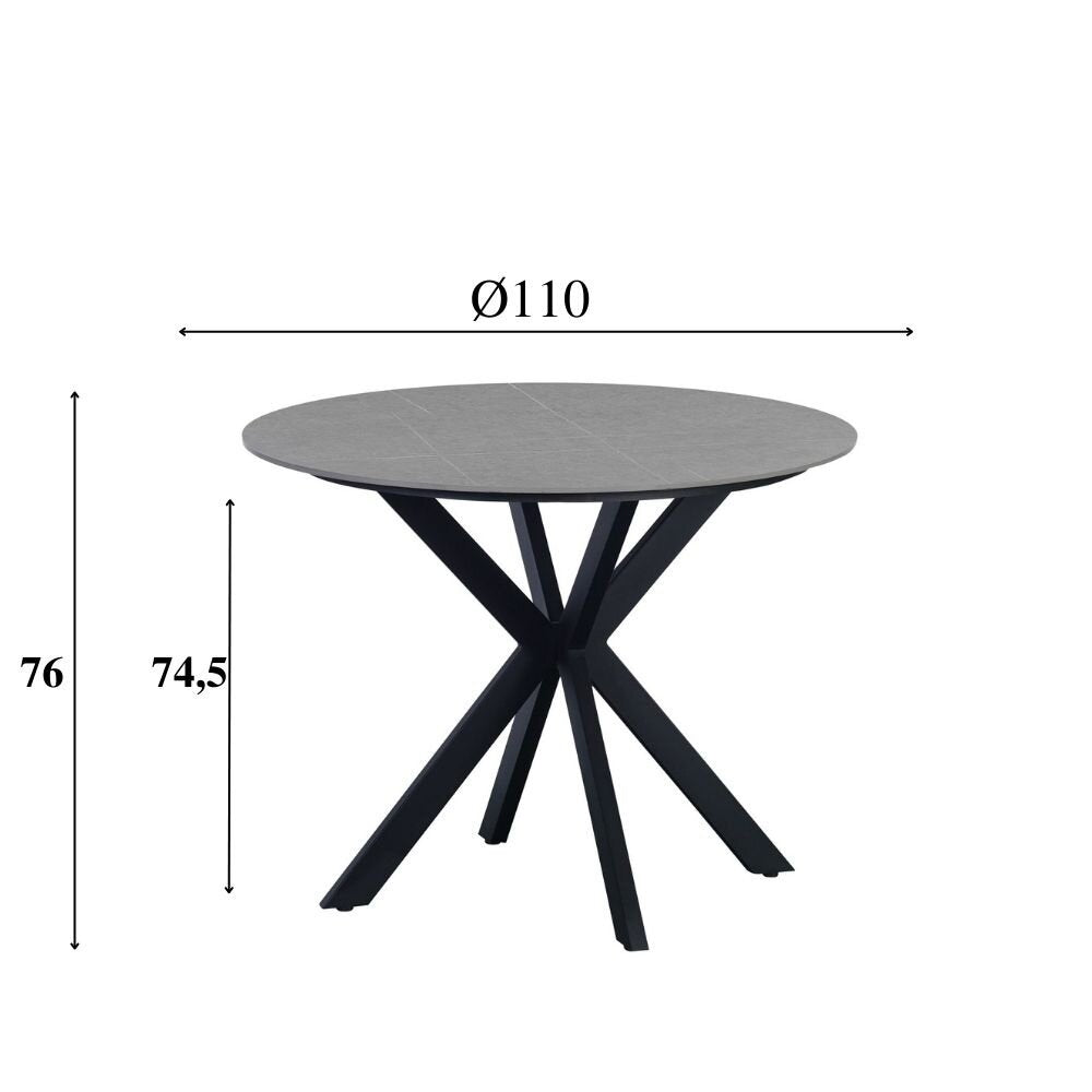 Ronde eettafel Guus Ø110 cm marmerlook grijs
