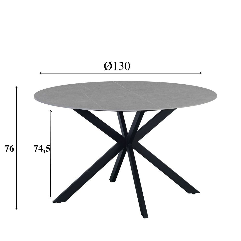 Ronde eettafel Guus Ø130 cm marmerlook grijs