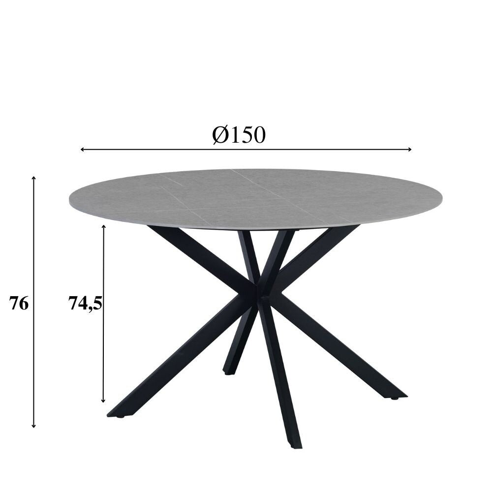 Ronde eettafel Guus Ø150 cm marmerlook grijs