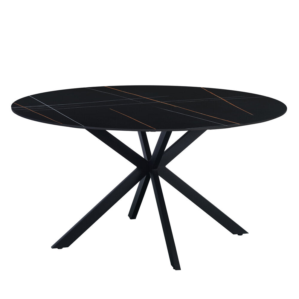 Ronde eettafel Guus Ø150 cm marmerlook zwart