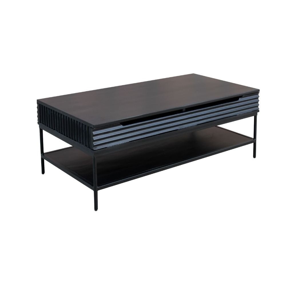 Salontafel met opbergruimte Opdam mangohout 120x60 cm zwart