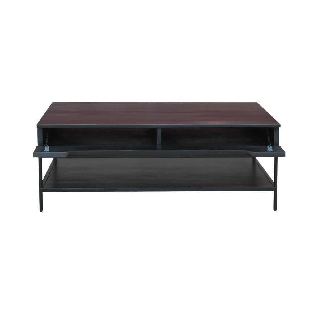 Salontafel met opbergruimte Opdam mangohout 120x60 cm zwart