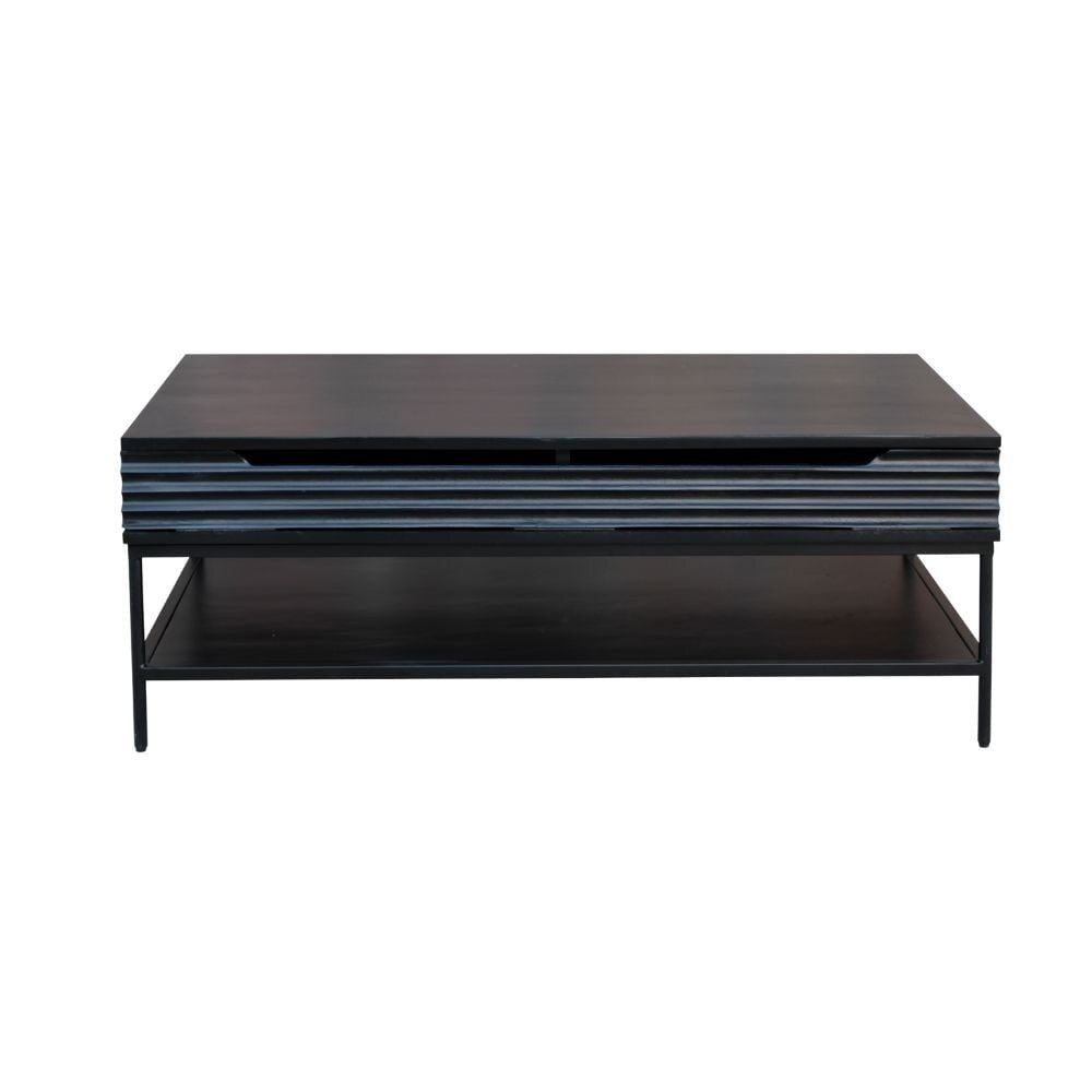 Salontafel met opbergruimte Opdam mangohout 120x60 cm zwart
