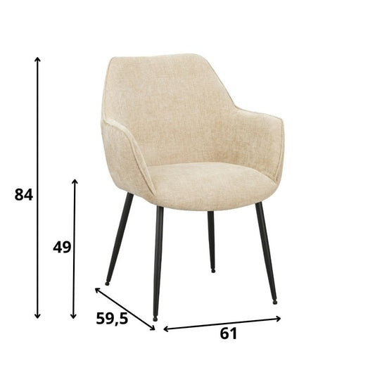 Eetkamerstoel Rennes chenille beige