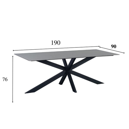 Eettafel Floris 190x90 cm marmerlook grijs