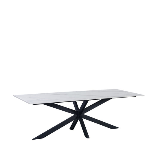 Eettafel Floris 190x90 cm marmerlook wit