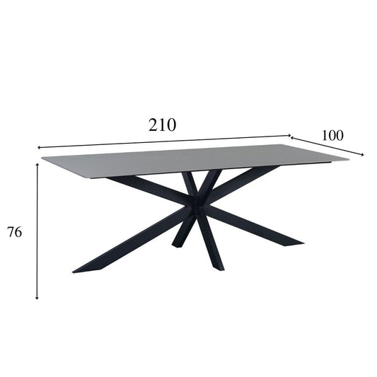 Eettafel Floris 210x100 cm marmerlook grijs