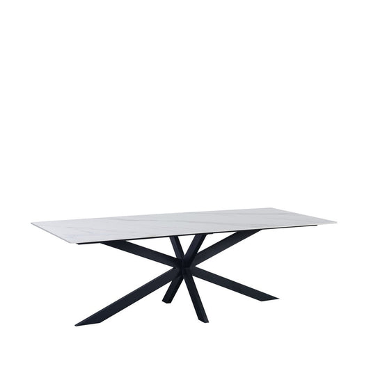 Eettafel Floris 210x100 cm marmerlook wit