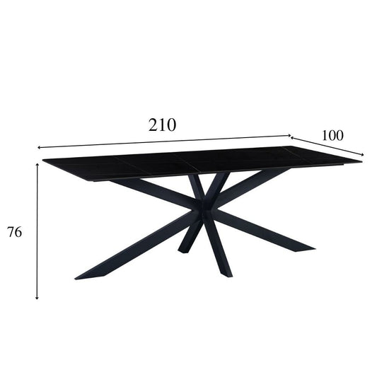 Eettafel Floris 210x100 cm marmerlook zwart