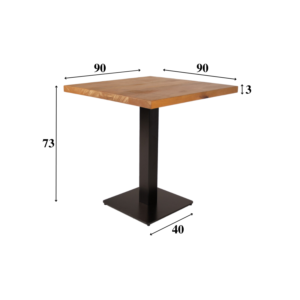 Industry bistrotafel 90x90 vierkant metaal mangohout