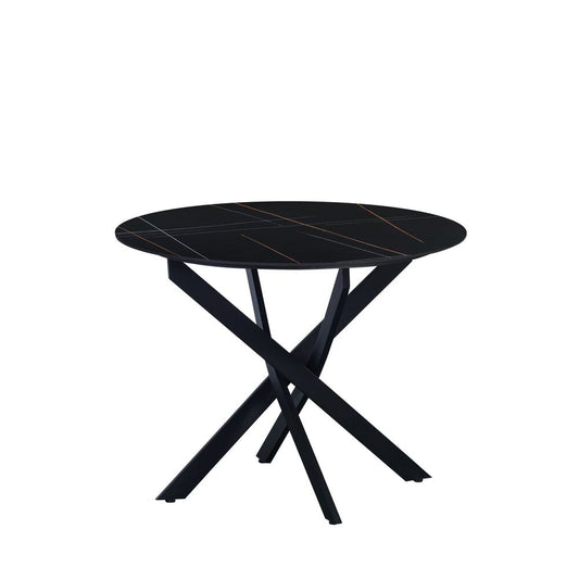 Ronde eettafel Dean Ø100 marmerlook zwart spinpoot