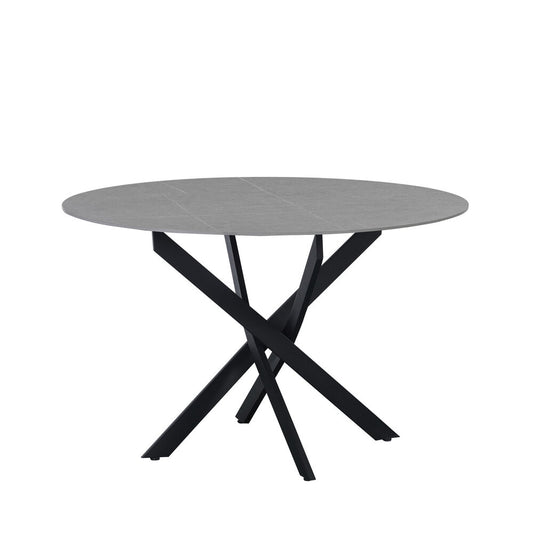 Ronde eettafel Dean Ø120 cm marmerlook grijs spinpoot