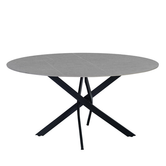 Ronde eettafel Dean Ø150 cm marmerlook grijs spinpoot