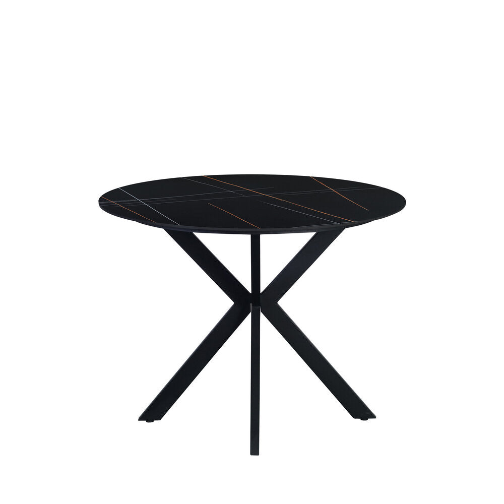 Ronde eettafel Guus Ø100 cm marmerlook zwart