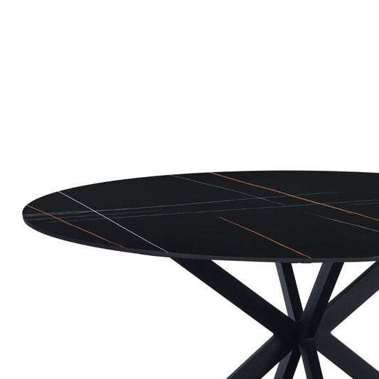 Ronde eettafel Guus Ø110 cm cm marmerlook zwart