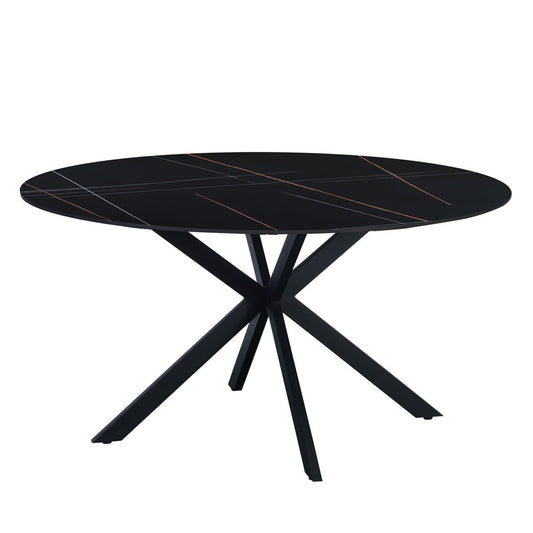 Ronde eettafel Guus Ø150 cm marmerlook zwart