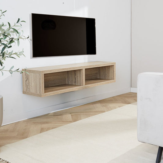 Zwevend tv-meubel met open vakken Boris robson eiken 145x30x35 cm