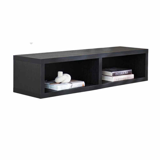 Zwevend tv-meubel met open vakken Boris zwart 125x30x35 cm